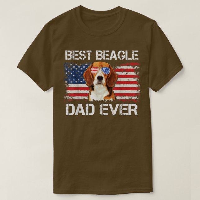 Manar Best Beagle Pappa Alltid American Flagga Da T Shirt (Design framsida)