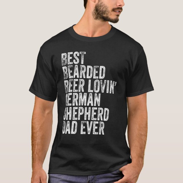 Manar Best Bearded Beer Lovin German Shepherd Papp T Shirt (Framsida)