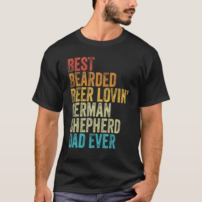 Manar Best Bearded Beer Lovin German Shepherd Papp T Shirt (Framsida)