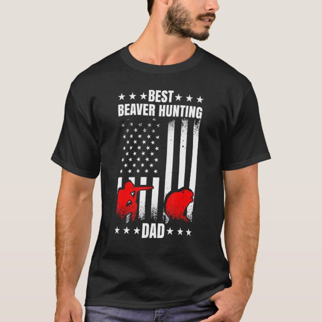 Manar Best Beaver Hunting Pappa Beaver Say T Shirt (Framsida)