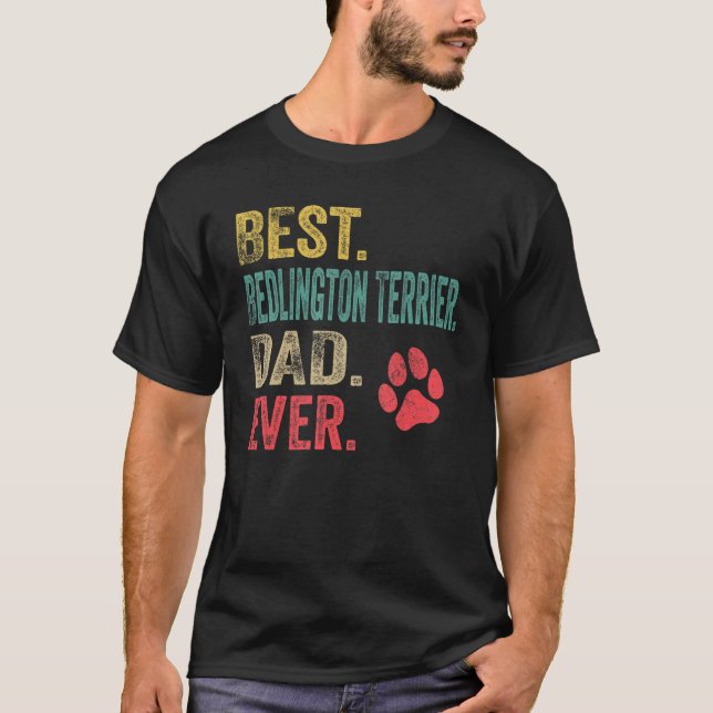 Manar Best Bedlington Terrier Pappa någonsin Vinta T Shirt (Framsida)