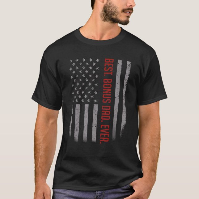 Manar Best Bonus Pappa Alltid American Flagga for  T Shirt (Framsida)