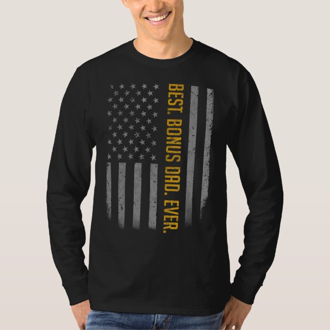 Manar Best Bonus Pappa Alltid American Flagga for  T Shirt (Framsida)