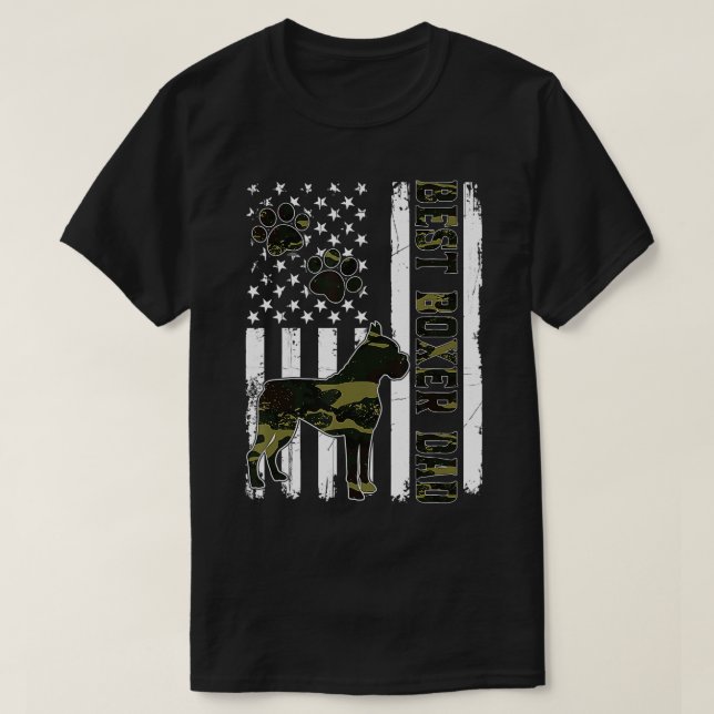 Manar Best Boxer Pappa Alltid Hund älskare Amerika T Shirt (Design framsida)