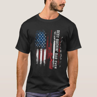 Manar Best Buckin Pappa All Flagga American Hjort  T Shirt