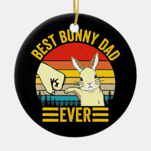 Manar Best Bunny Pappa Alltid Vintage Kanin Älskar Julgransprydnad Keramik
