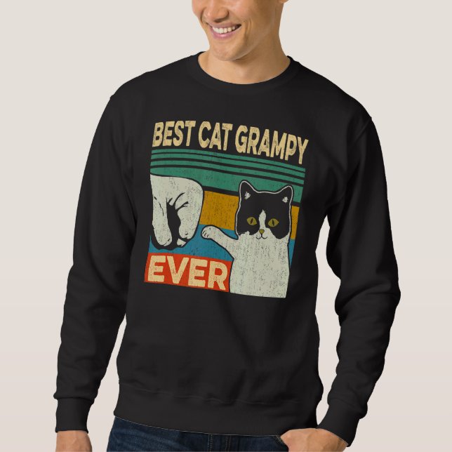 Manar Best Cat Grampy Aldrig Cat Pappa Fars dag Lång Ärmad Tröja (Framsida)