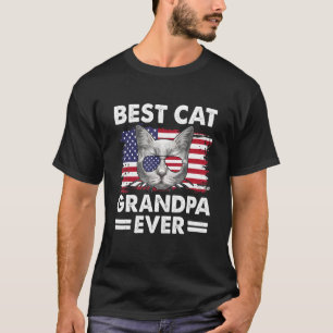 Manar Best Cat Grandpa All American Flagga Patriot T Shirt
