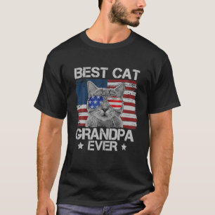 Manar Best Cat Grandpa All American Flagga Patriot T Shirt