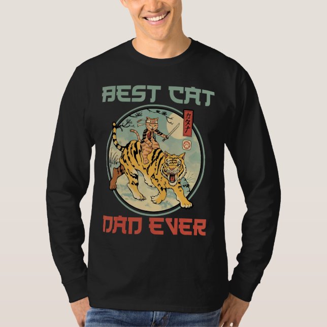 Manar Best Cat Pappa - japansk Sabertooth Catana T Shirt (Framsida)