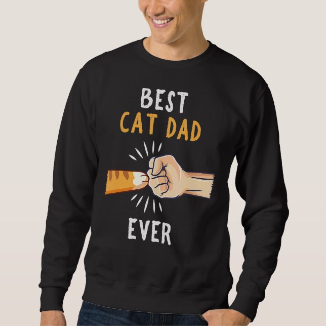 Manar Best Cat Pappa någonsin Tass Fist Bump Lång Ärmad Tröja (Framsida)