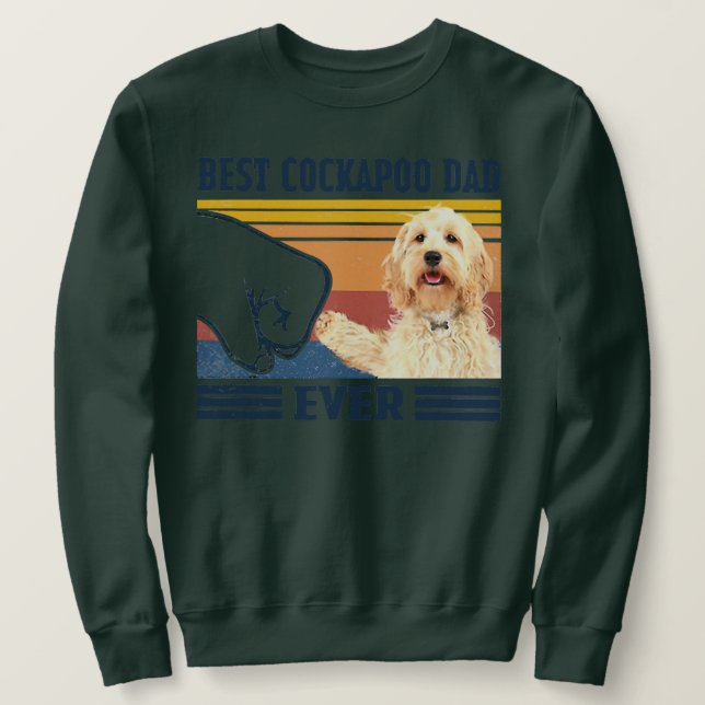 Manar Best Cockapoo Pappa AllRolig hund Älskare Lång Ärmad Tröja (Design framsida)