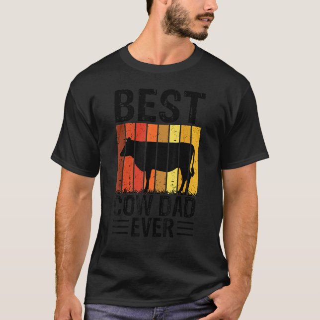 Manar Best Cow Pappa någonsin Cow Farm Farmer Retr T Shirt (Framsida)