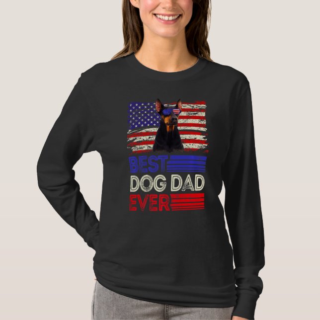 Manar Best Doberman Pappa någonsin American Flagga T Shirt (Framsida)