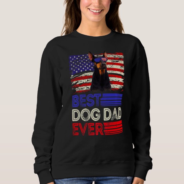 Manar Best Doberman Pappa någonsin American Flagga T Shirt (Framsida)