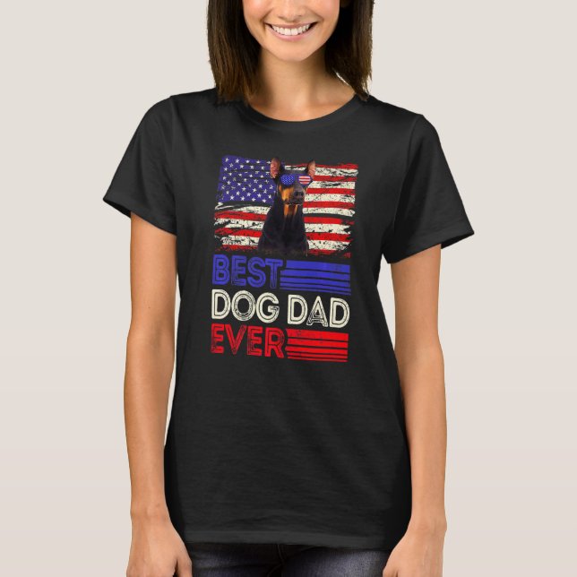 Manar Best Doberman Pappa någonsin American Flagga T Shirt (Framsida)