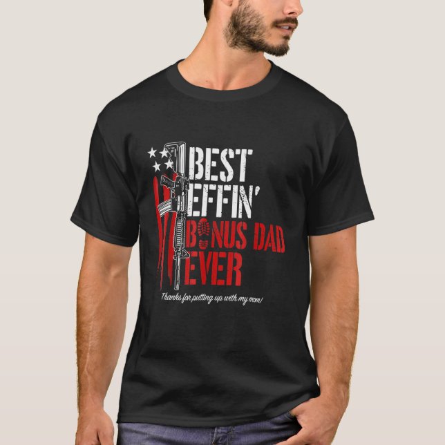 Manar Best Effin Bonus Pappa Aldrig Pappa Gun Höge T Shirt (Framsida)