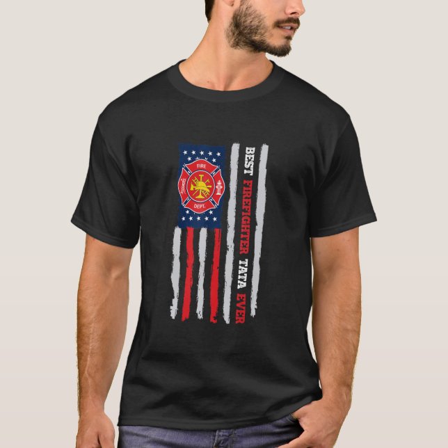 Manar Best Firefighter Tata någonsin USA Flagga Fi T Shirt (Framsida)