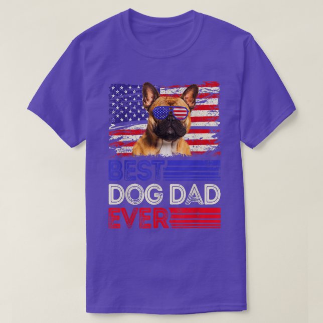 Manar Best Fransk Bulldog Pappa All American Flagg T Shirt (Design framsida)