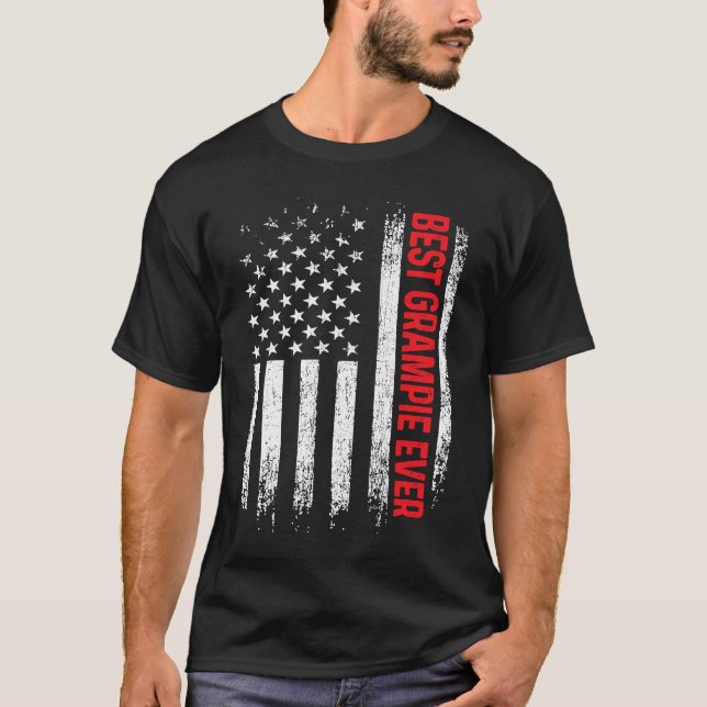 Manar Best Grampie Alltid Amerikanska Flagga Fars  T Shirt (Framsida)