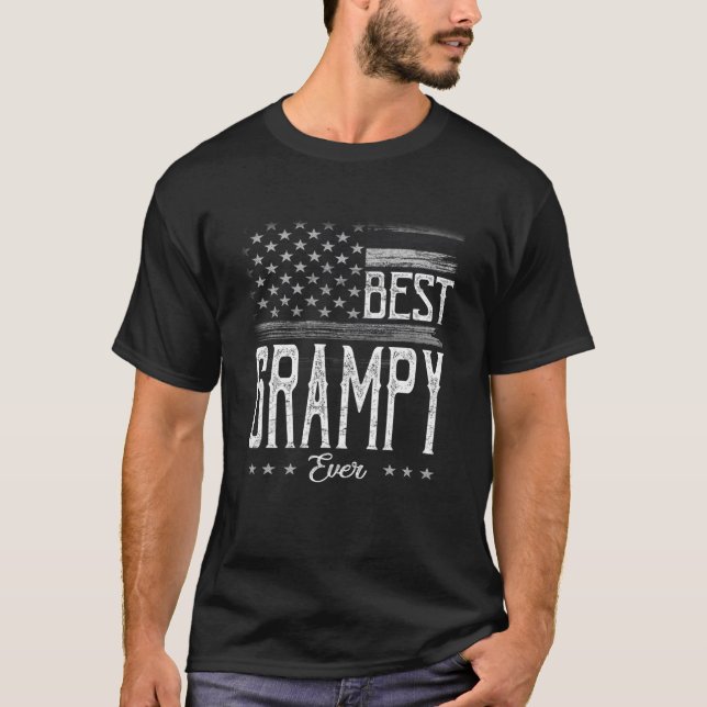 Manar Best Grampy All American Flagga Grandpa Gift T Shirt (Framsida)