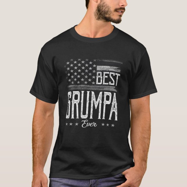 Manar Best Grumpa All American Flagga Grandpa Gift T Shirt (Framsida)