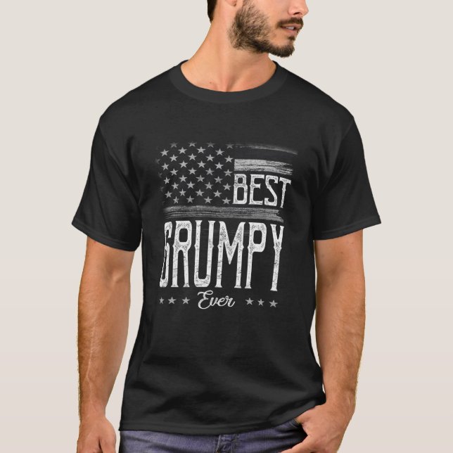 Manar Best Grumpy All American Flagga Grandpa Gift T Shirt (Framsida)