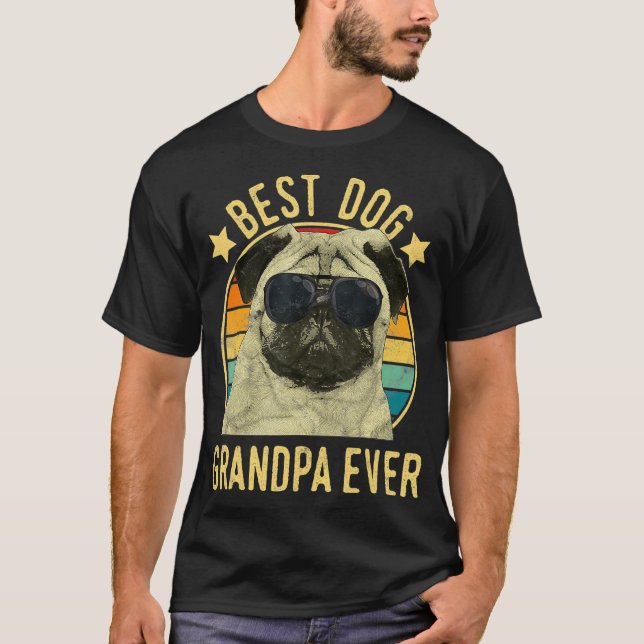 Manar Best Hund Grandpa All Pug Fars dag T Shirt (Framsida)