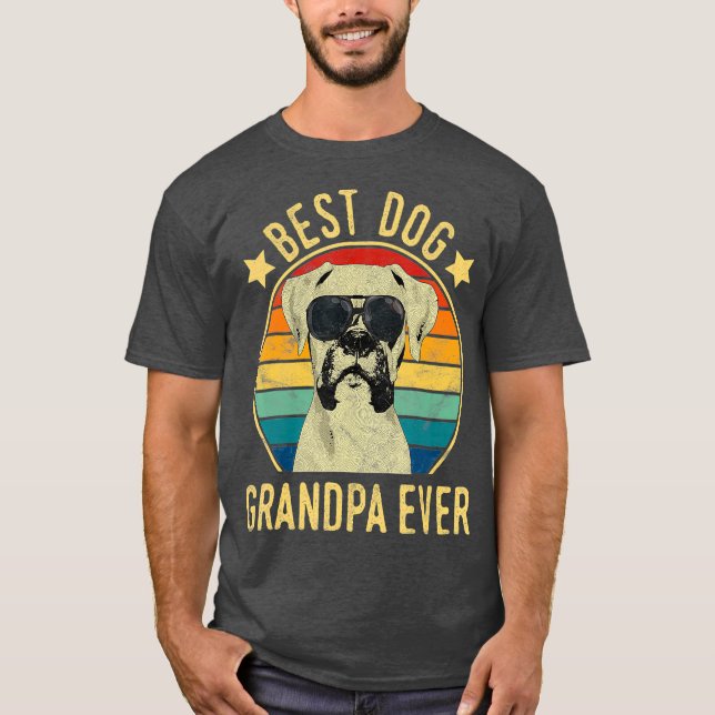 Manar Best Hund Grandpa nånsin Boxer Fars dag T Shirt (Framsida)