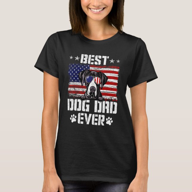 Manar Best Hund någonsin Dane American Flagga 4:e  T Shirt (Framsida)