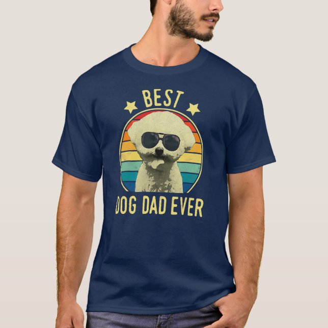 Manar Best Hund Pappa Aldrig Bichon Frise Fars dag T Shirt (Framsida)