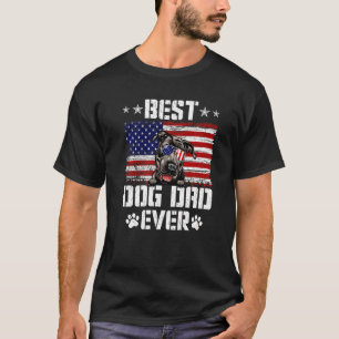 Manar Best Hund Pappa Pitbull American Flagga 4th T Shirt