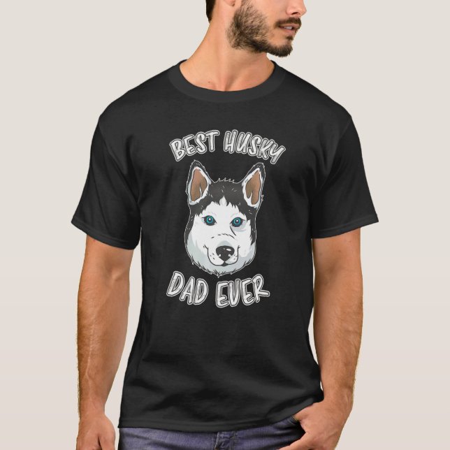 Manar Best Husky Pappa Aldrig Far Hund Pappa Sibir T Shirt (Framsida)