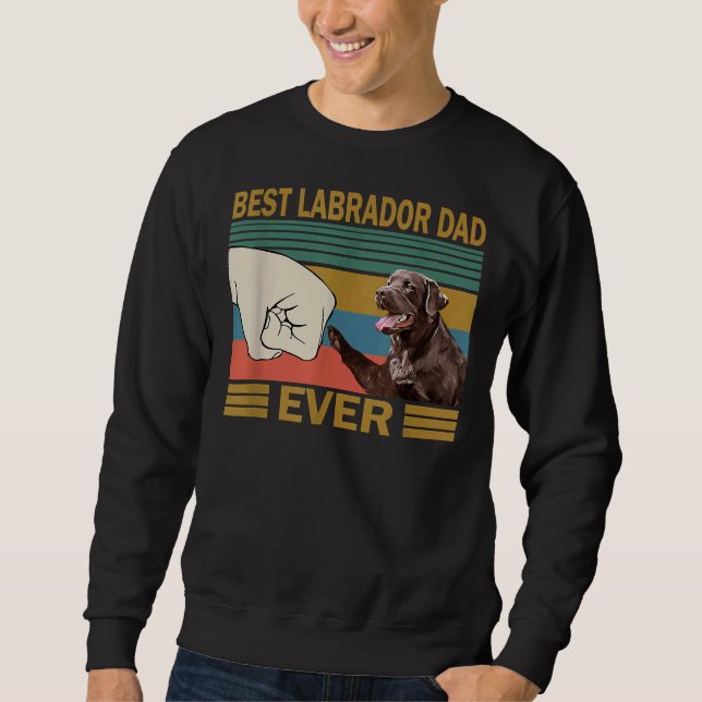 Manar Best Labrador Pappa någonsin Retro Labrador Lång Ärmad Tröja (Framsida)