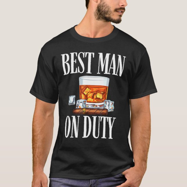 Manar Best Man on Duty - Bröllop Humor - Whiskey B T Shirt (Framsida)