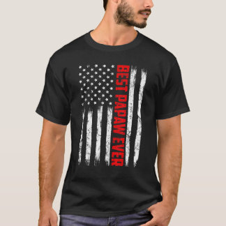 Manar Best Papaw Aldrig American Flagga Fars dag 4 T Shirt