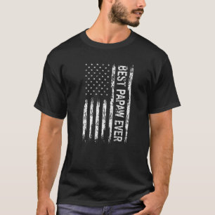 Manar Best Papaw Aldrig USA Flagga Pappor D T Shirt