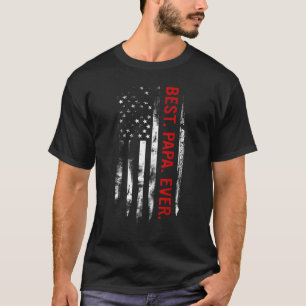 Manar Best Pappa Alltid Vintage Amerikanska Flagga T Shirt