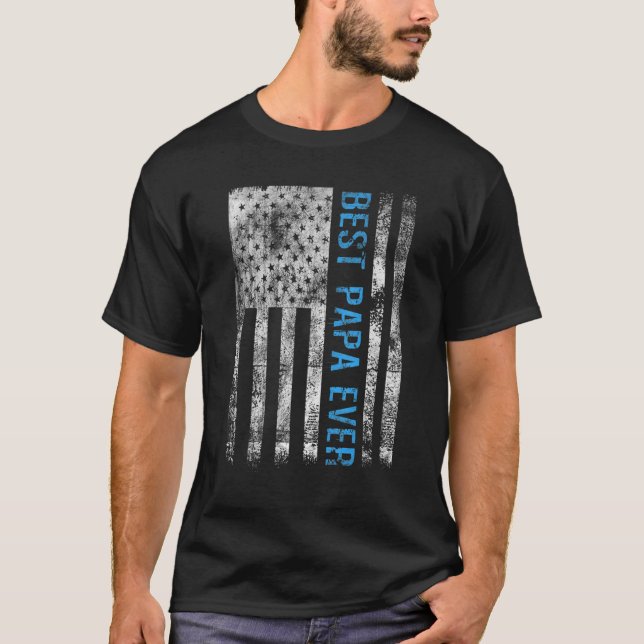 Manar Best Pappa någonsin American Flagga Funny T Shirt (Framsida)