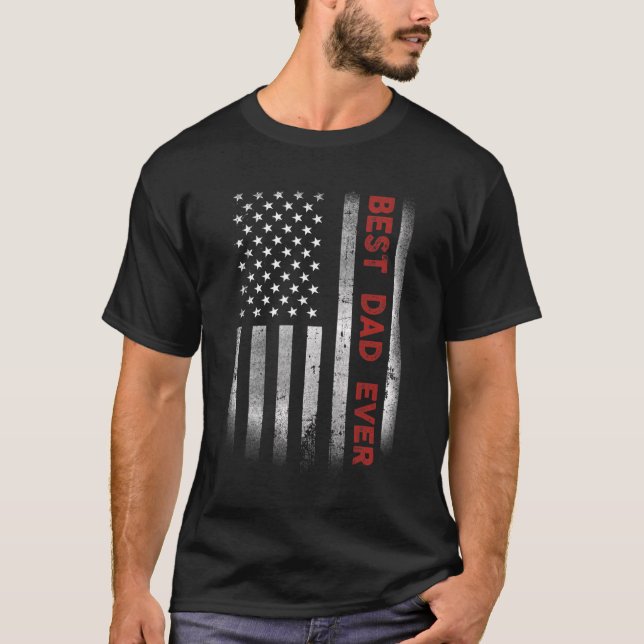 Manar Best Pappa någonsin Fars dag USA:s Flagga V T Shirt (Framsida)