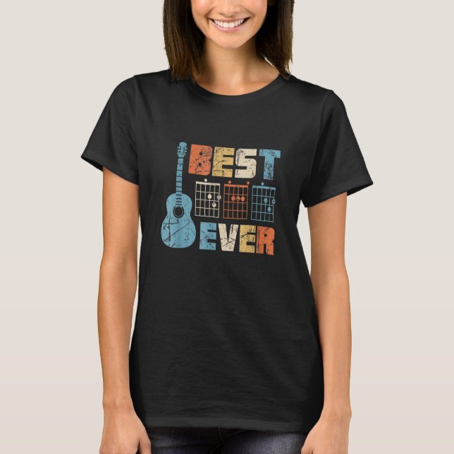 Manar Best Pappa någonsin Musik noter Guitar Chord T Shirt (Framsida)