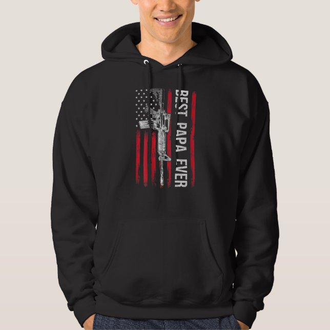 Manar Best Pappa någonsin Pappa Gun-Högerna Ar-15  Hoodie (Framsida)