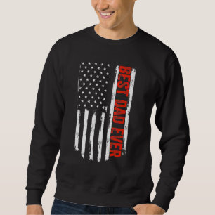 Manar Best Pappa någonsin USA:s Vintage USA:s Flag Lång Ärmad Tröja