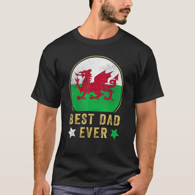Manar Best Pappa någonsin Welsh Far Land Wales Fla T Shirt (Framsida)