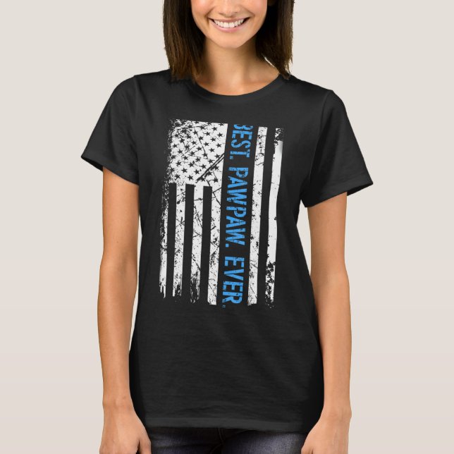 Manar Best Pawpaw någonsin USA:s Flagga för Far T Shirt (Framsida)