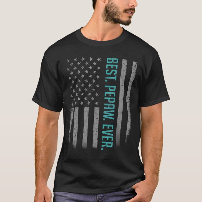 Manar Best Pepaw Aldrig Amerikanska Flagga Shirt G T Shirt (Framsida)