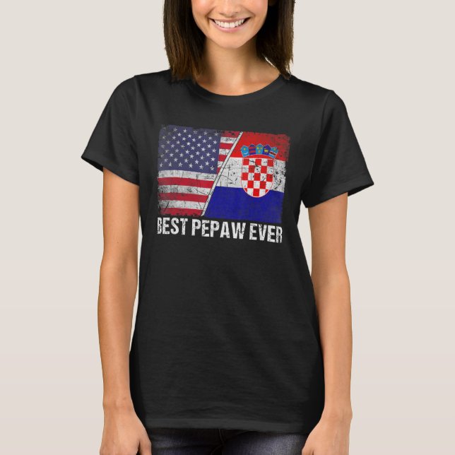 Manar Best Pepaw Aldrig Kroatien Flagga Patriotic  T Shirt (Framsida)