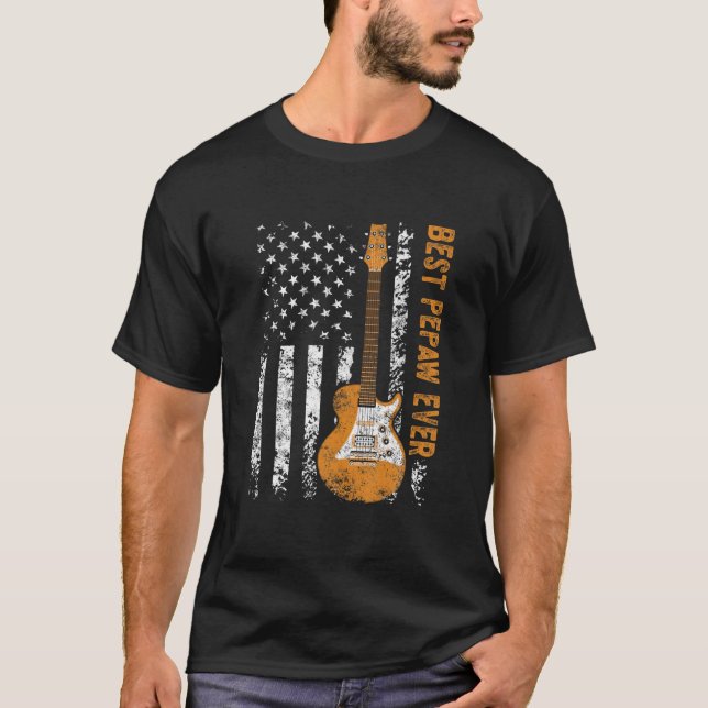 Manar Best Pepaw någonsin American Flagga Guitar C T Shirt (Framsida)