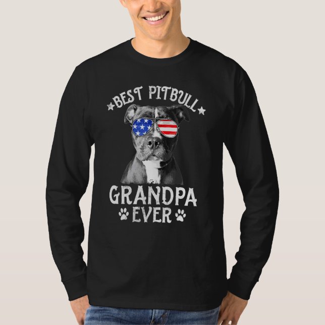 Manar Best Pitbull Grandpa All Hund American Fl T Shirt (Framsida)