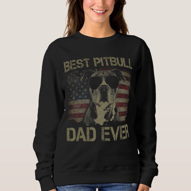 Manar Best Pitbull Pappa Allamerikanska Flagga Da T Shirt (Framsida)